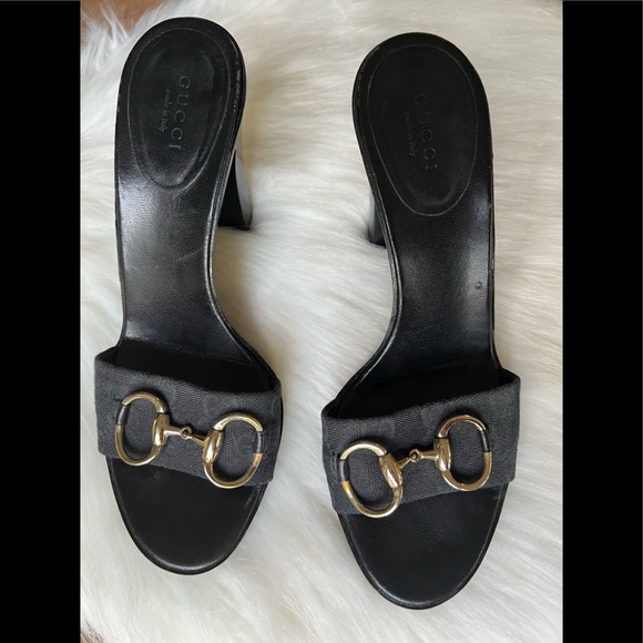 Gucci Monogram Horsebit Slip On Mules - Picture 4 of 14